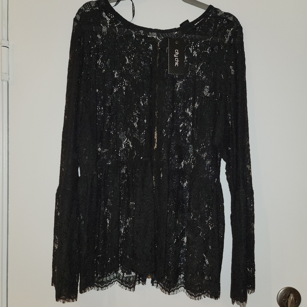 City Chic Lace Top w/ Zip Back sz 14 NWT